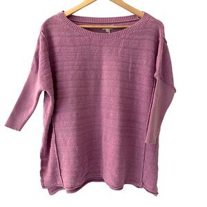 Pilcro Purple Terrycloth Oversized 3/4‎ Sleeve Boat Neck Tunic Sweater Size XXS